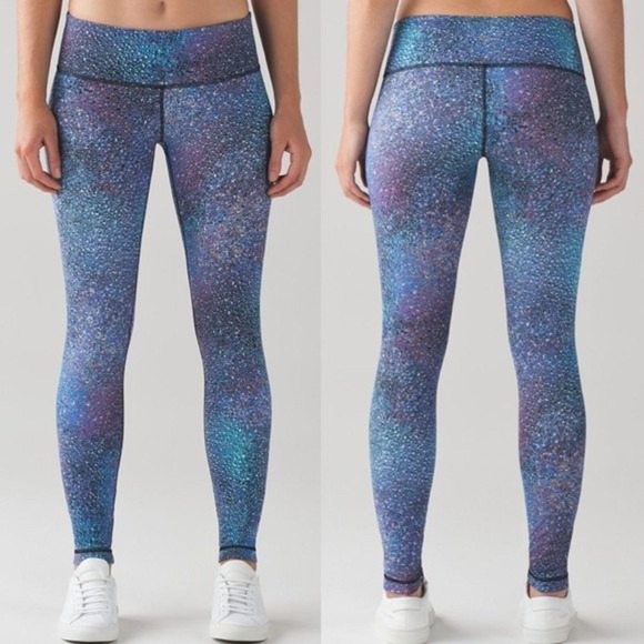 LULULEMON Wunder Under Leggings Pants Womens Size 6 Blue Strive Multi 25" Inseam - Picture 1 of 7